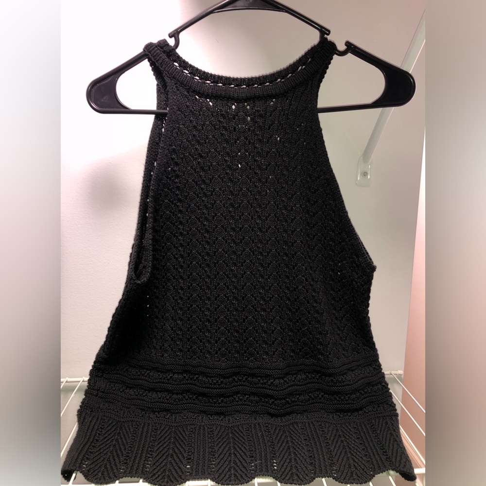 Autumn Cashmere Cotton Italian Yarn black Knit tank top size medium